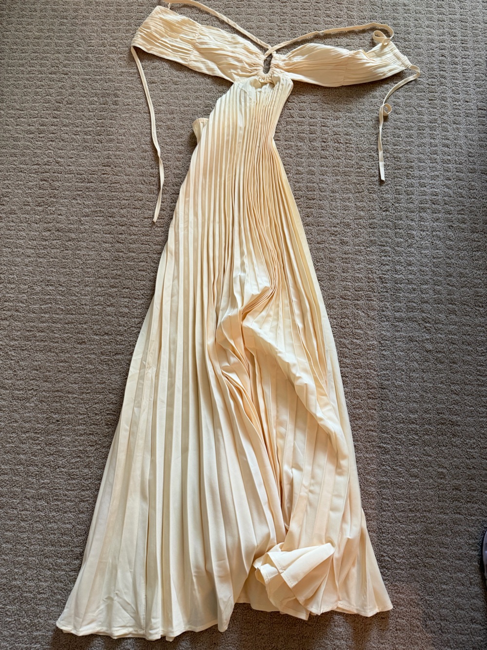 Strapless Pleated Maxi Dress in Ivory